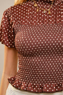 Tini Polka Dot Smocked Top