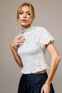 Tini Polka Dot Smocked Top