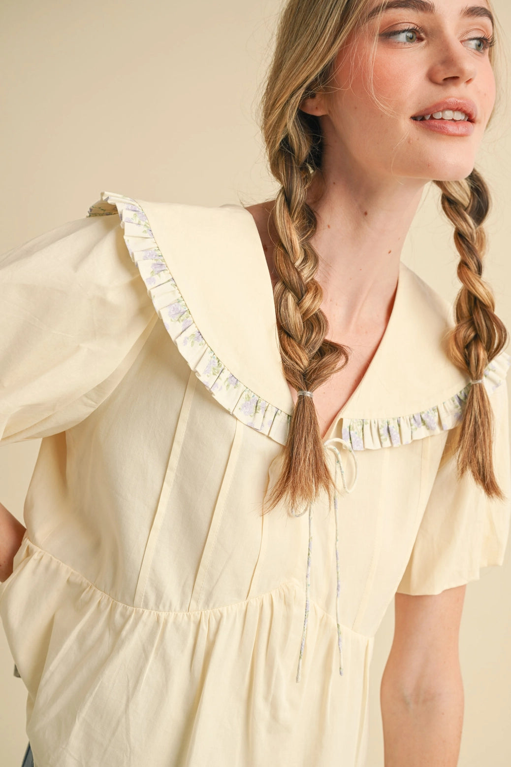 Doll Collar Ruffle Trim Babydoll Top – CHELSIE LIZABETH & CO.