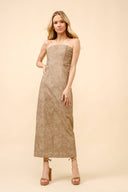 Washed Western Tube Fitted Midi Dress