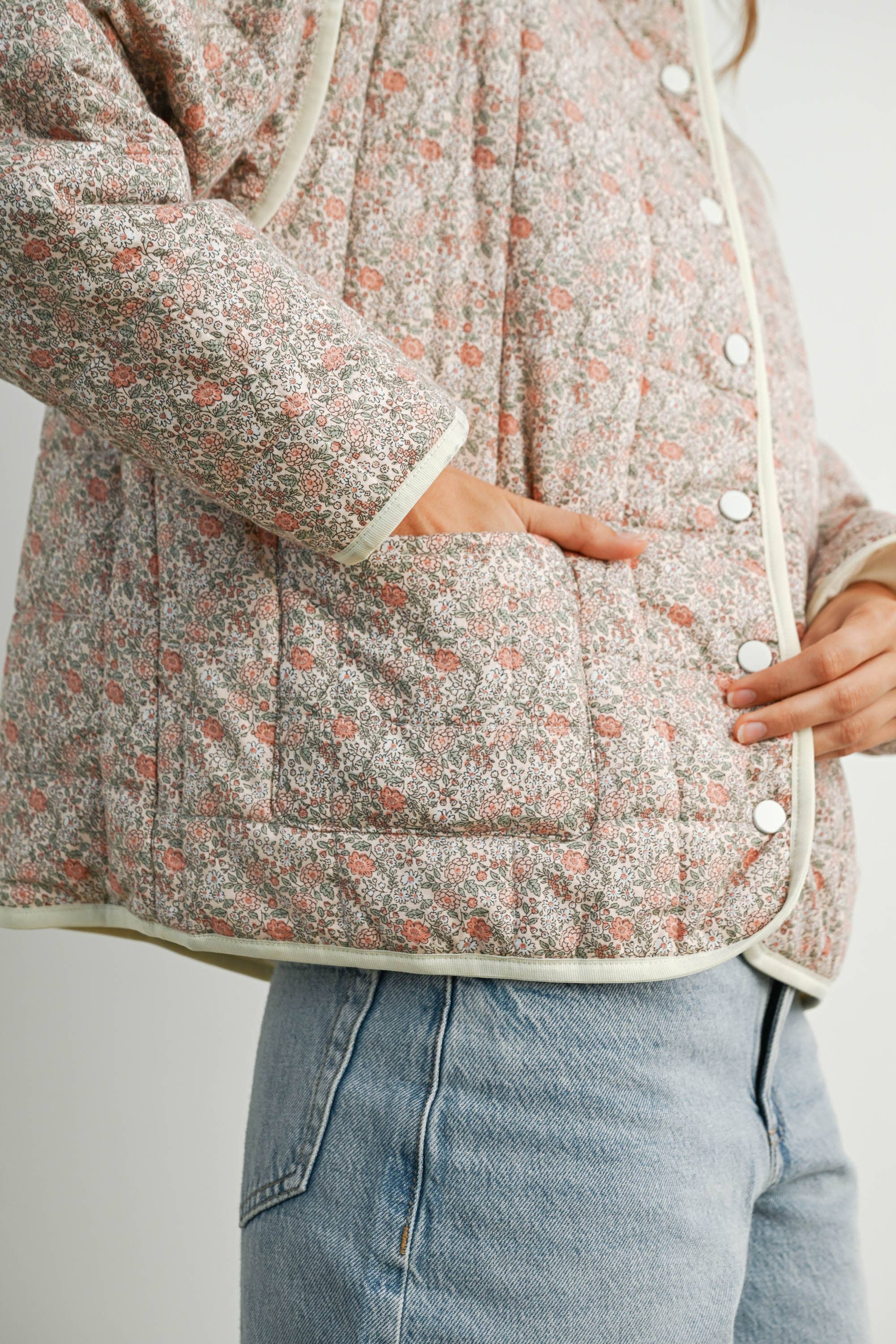 BOHO PRINT FLOAR QUILTED JACKET – CHELSIE LIZABETH & CO.