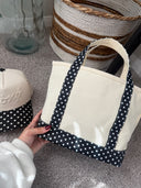 Black Polka Dot Mini Canvas Tote