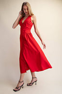 The Red Bloom Midi Dress