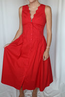 The Red Bloom Midi Dress