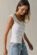 BUTTON DOWN KNIT TOP