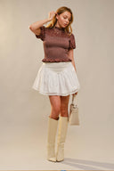 Tini Polka Dot Smocked Top