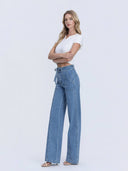 High Rise Tie Waist Wide Leg Denim
