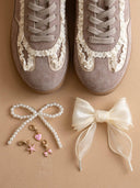 The April Grey Lace-Trimmed Retro Sneaker