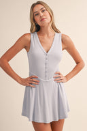 RIB KNIT BUTTON ACTIVE DRESS