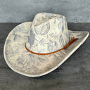 Blue Chinoiserie Suede Cowboy Hat