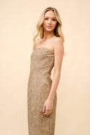 Washed Western Tube Fitted Midi Dress