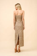 Washed Western Tube Fitted Midi Dress