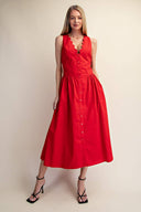 The Red Bloom Midi Dress