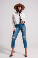 Raw Edge White Denim Jacket