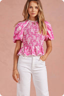 The Blush Garden Peplum Top