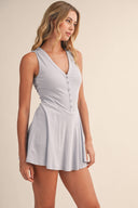 RIB KNIT BUTTON ACTIVE DRESS