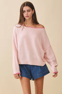 Relaxed Drop Shoulder Fuzzy Knit