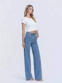 High Rise Tie Waist Wide Leg Denim