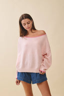 Relaxed Drop Shoulder Fuzzy Knit