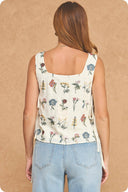 Botanical Embroidered Side-Tie Top