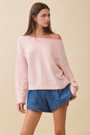 Relaxed Drop Shoulder Fuzzy Knit