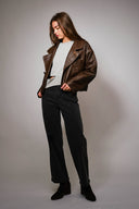 Vintage Brown Oversized Leather Jacket