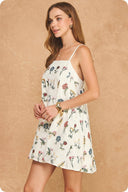 Botanical Embroidered Sleeveless Swing Mini Dress