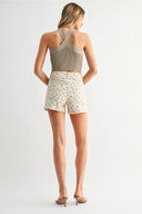 The Floral High Rise Utility Cargo Short