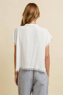 VINTAGE TIE FRONT LACE TRIM TOP