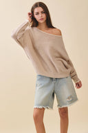 Relaxed Drop Shoulder Fuzzy Knit