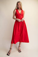 The Red Bloom Midi Dress
