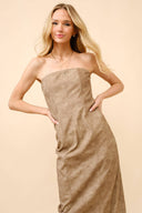 Washed Western Tube Fitted Midi Dress
