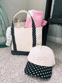 Black Polka Dot Mini Canvas Tote