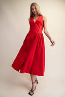 The Red Bloom Midi Dress